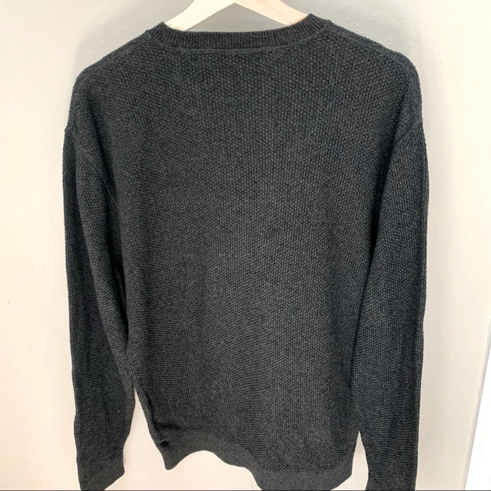 JOSEPH ABBOUD Crewneck Sweater 100% Cotton Textured Knit Grey Pullover Size M